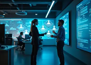 Изображение цифровой автоматизации HR-процессов с использованием искусственного интеллекта в офисе